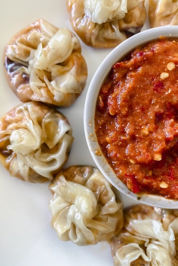 paneer momos close up shot