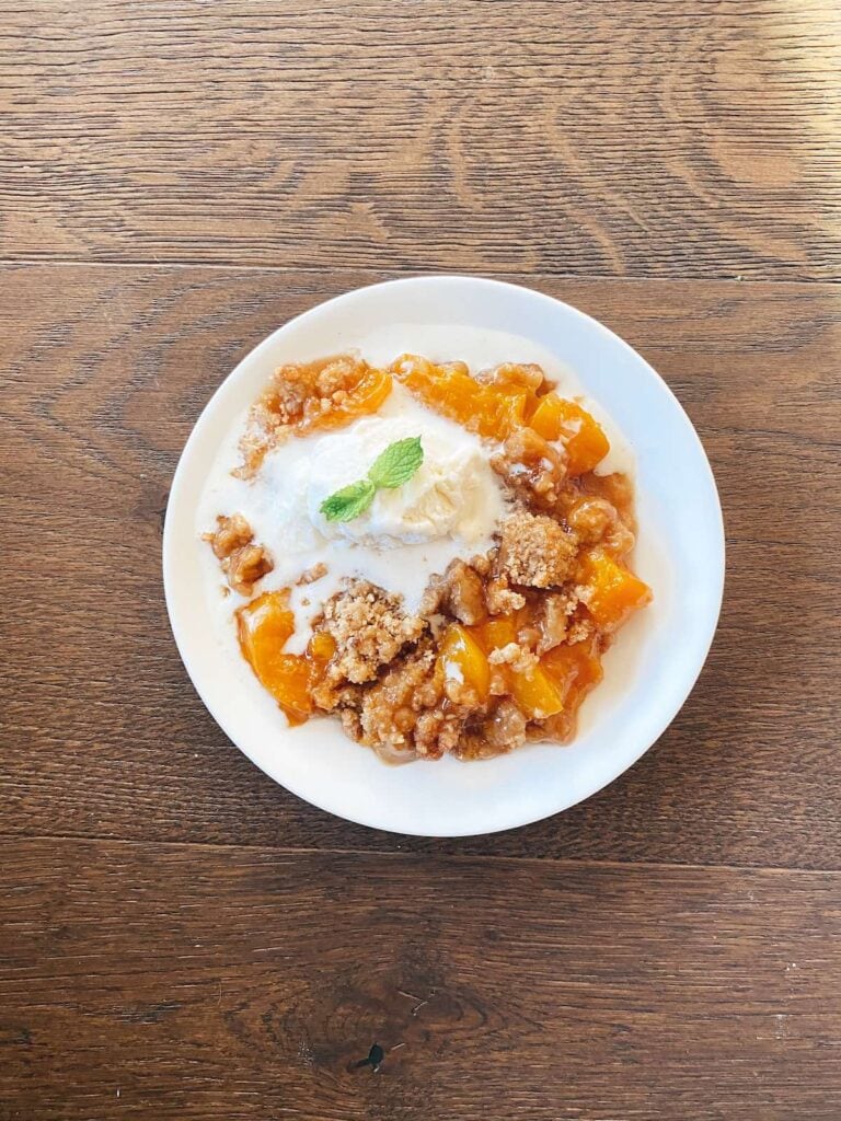 final recipe served on a plate with ice cream