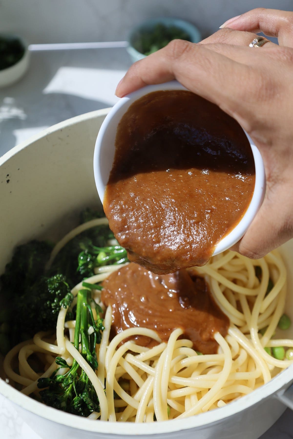 Step three: coat in sauce.