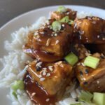 baked teriyaki tofu recipe card image