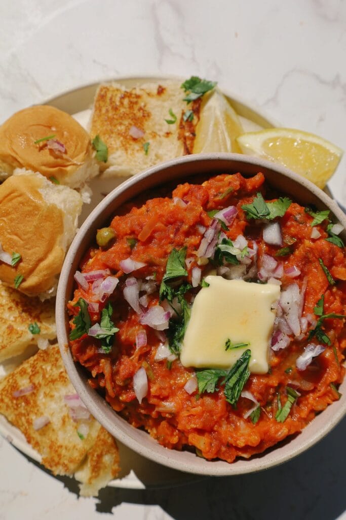 pav bhaji with butter on top