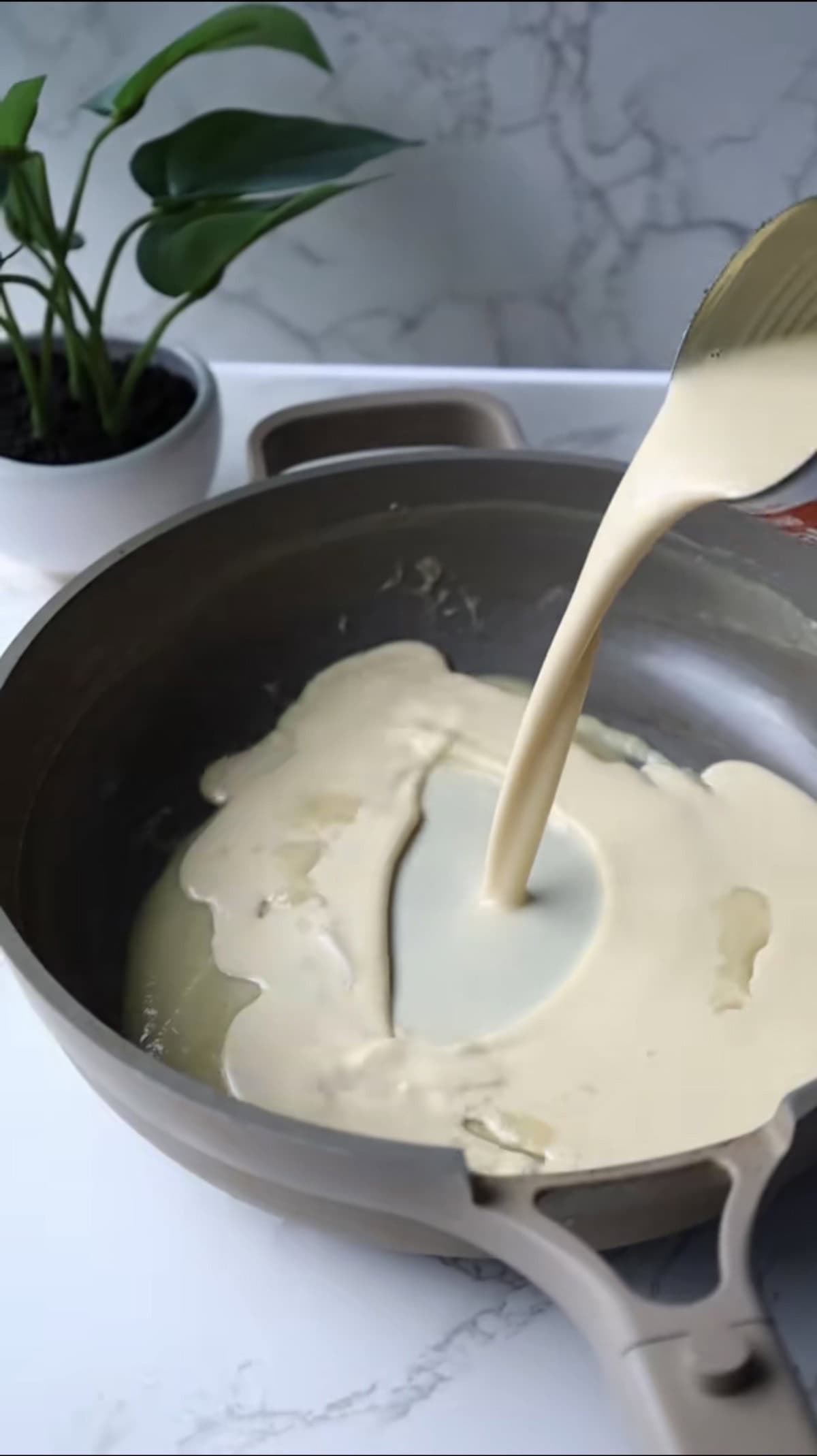 Step two: add the milk.