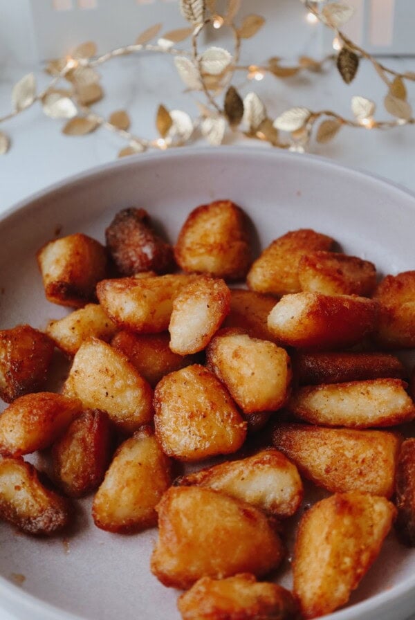 crispy oven roasted potatoes in a bowl