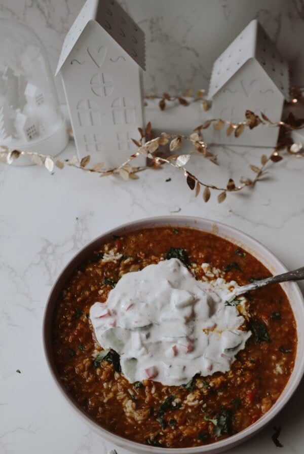 lentil soup with raita