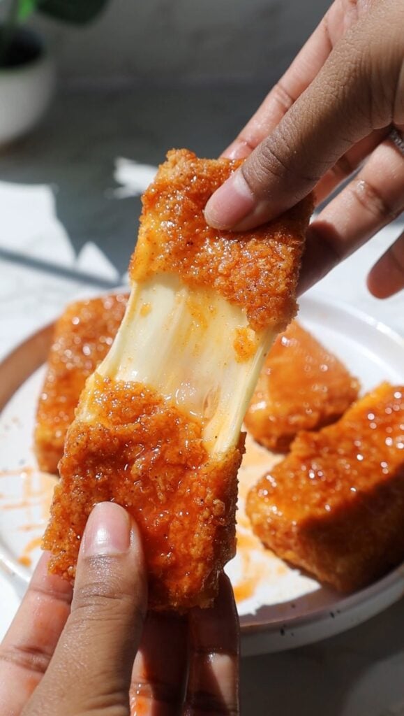 hot honey mozzarella sticks featured image for recipe card