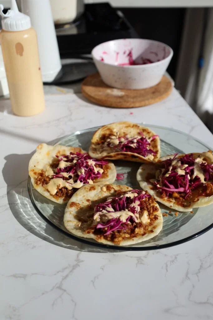 shredded tofu tacos