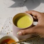 Golden milk in a cup.