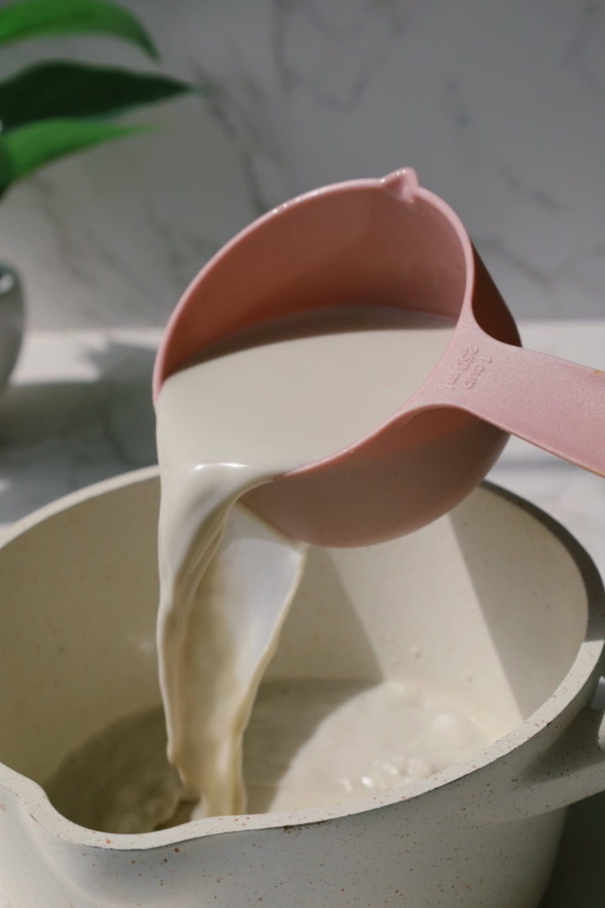 Step One: pour the milk into a pot.