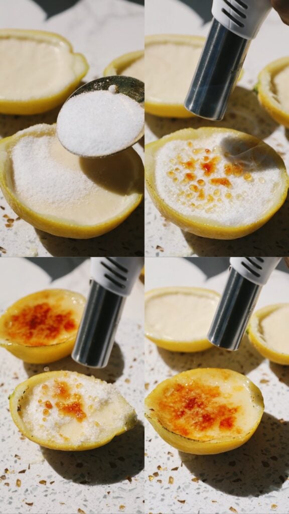 how to brulé lemon posset