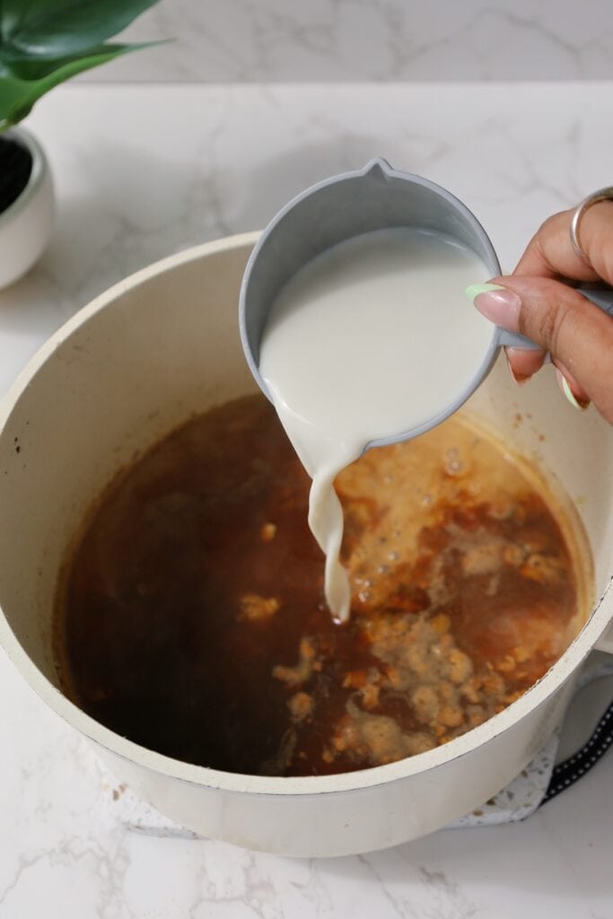 step three: add the milk.
