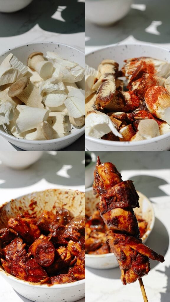how to make king oyster mushroom skewers