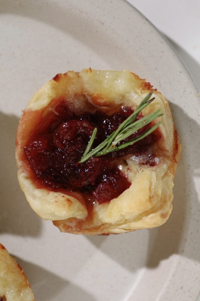 cranberry brie bites close up