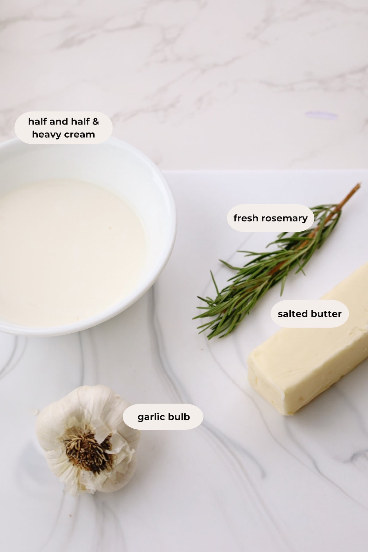 Garlic mashed potato recipe ingredients.
