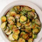 Korean cucumber salad on a plate.