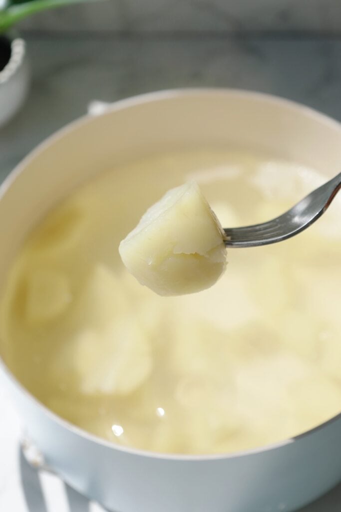 Creamy mashed potatoes step two.