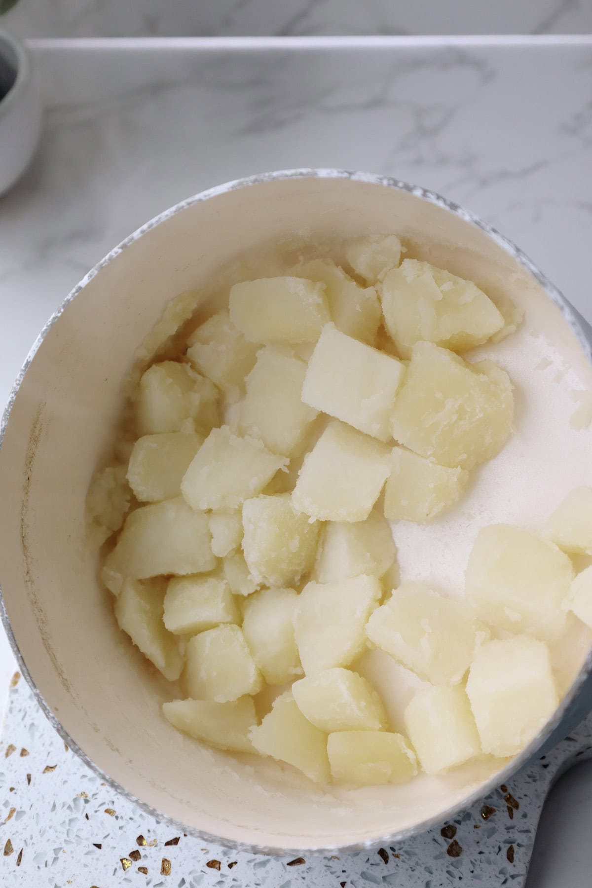 Step three: drain and rough up the edges.