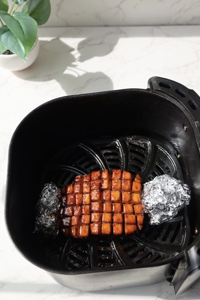 Air Fry the tofu with foil.