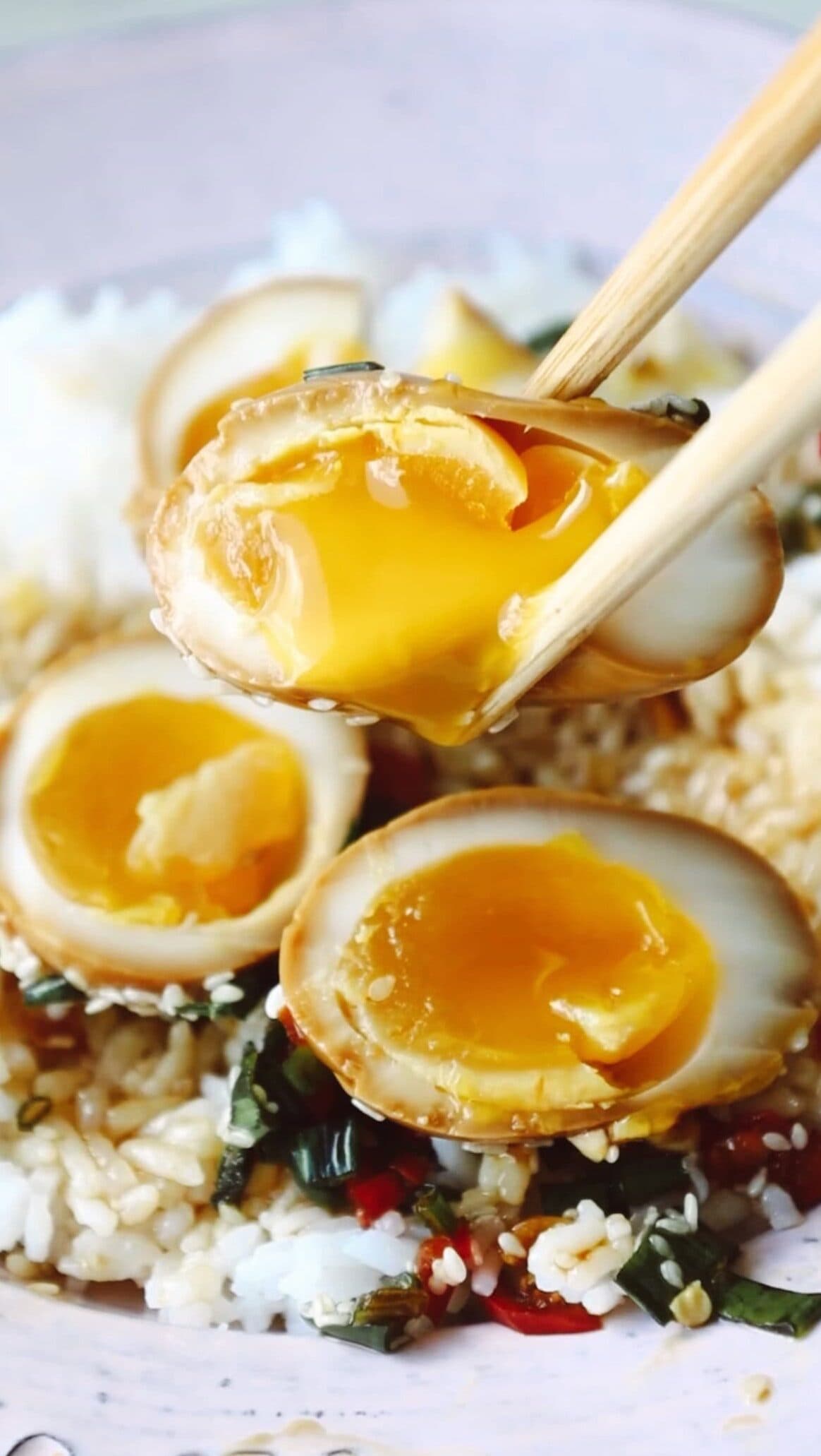 Mayak eggs with a runny yolk.