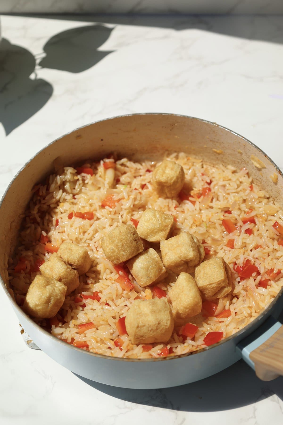 Step five: add tofu.
