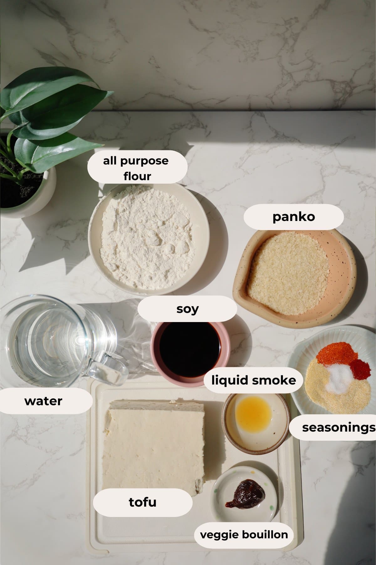 Vegan chicken nuggets key ingredients.