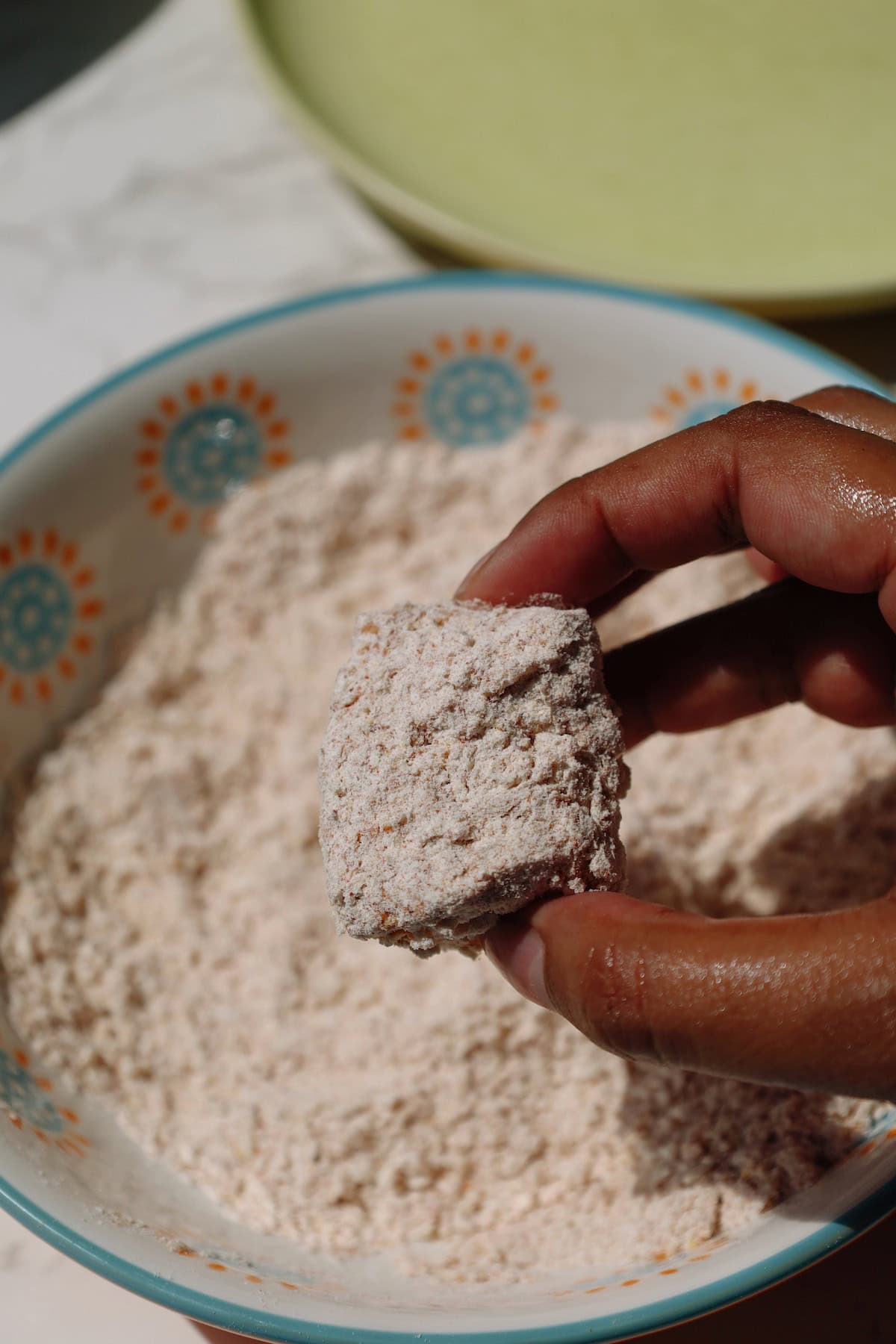 Step five: coat in dry batter.