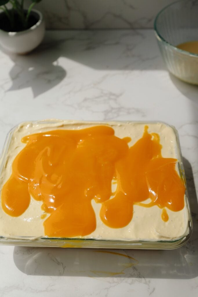 Step six: add mango nectar on top.
