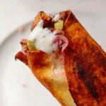 Vegan shawarma with garlic sauce.