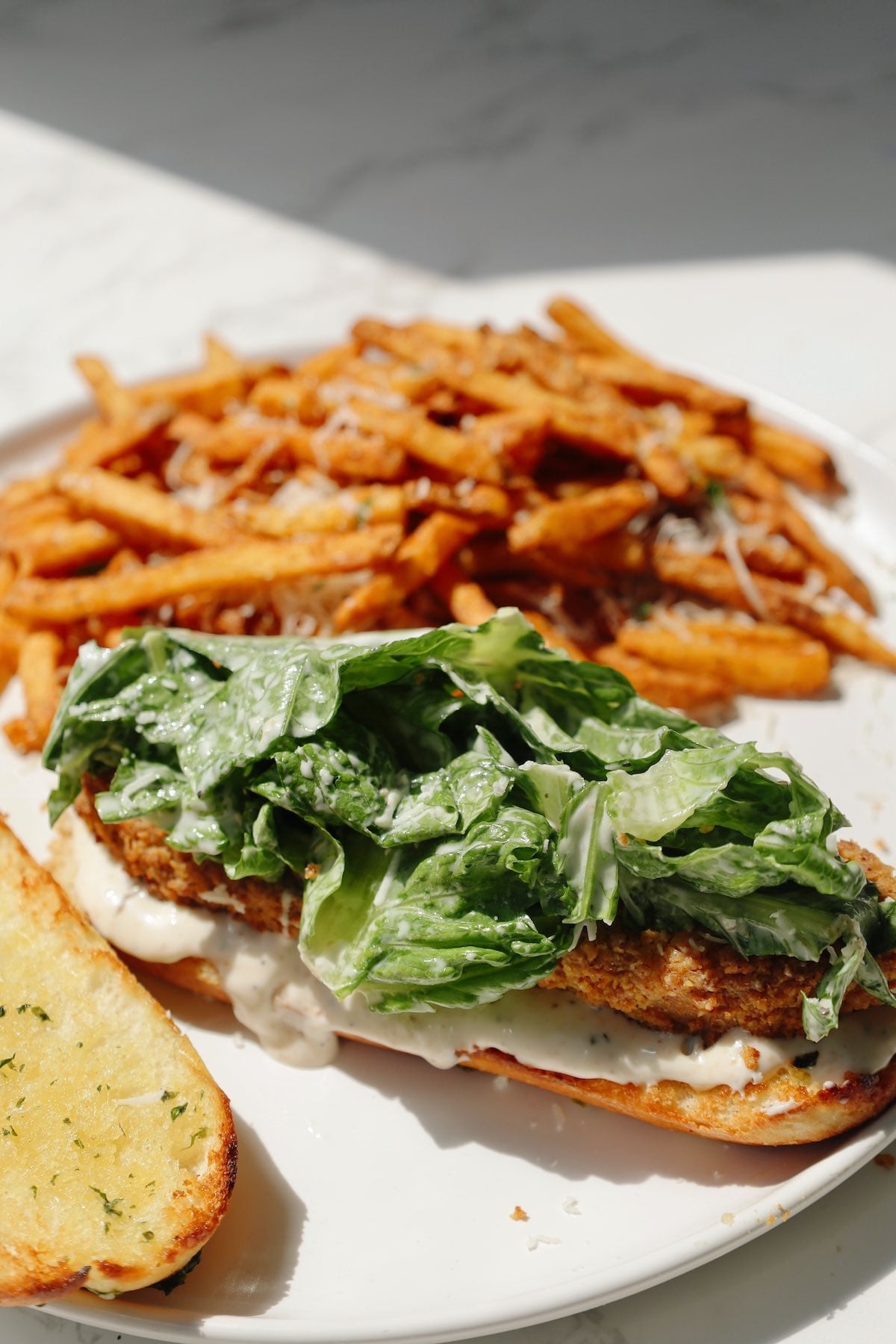 Step six: assemble the vegetarian Caesar salad sandwich.