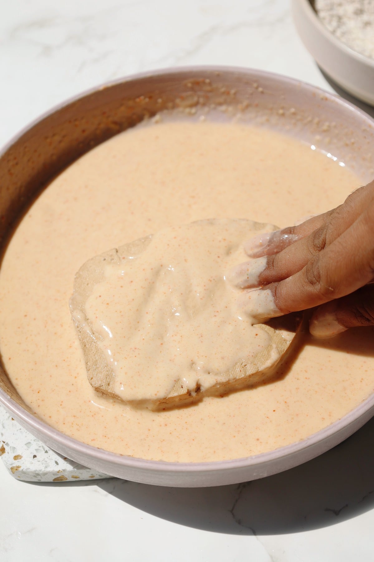 Step two: coat in the wet batter.