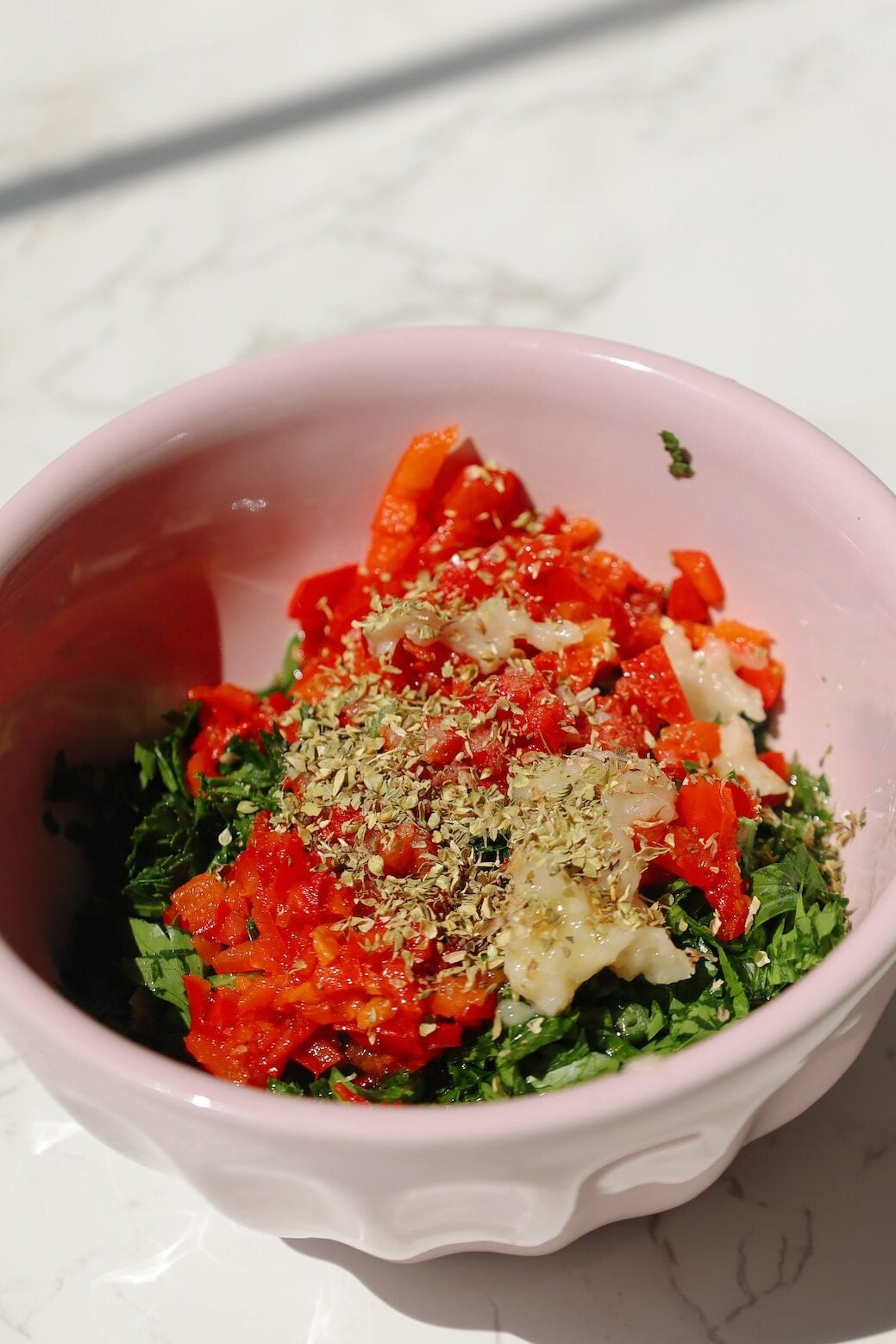 Step one: chop all of the ingredients.