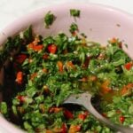 My chimichurri sauce recipe in a bowl.