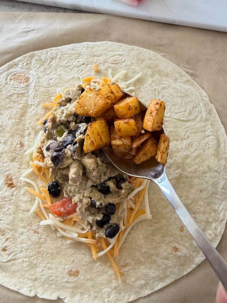Step five: assemble the burritos.