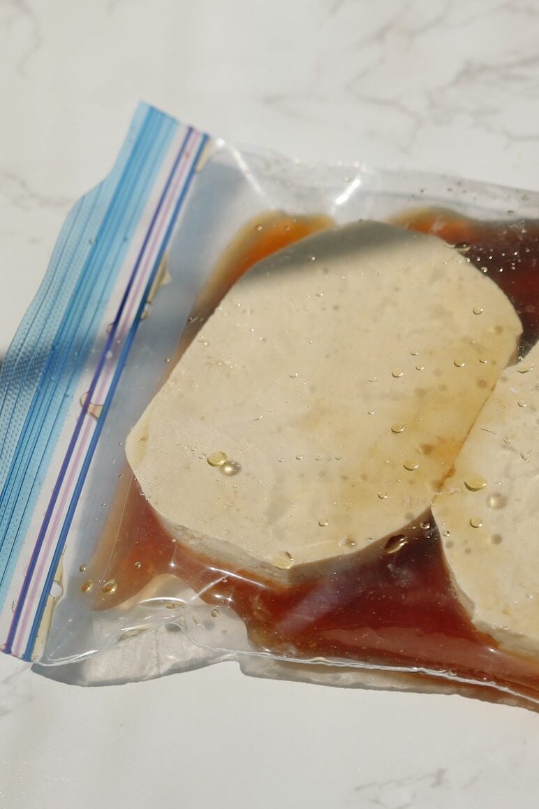 Step two: marinate in a ziploc bag.