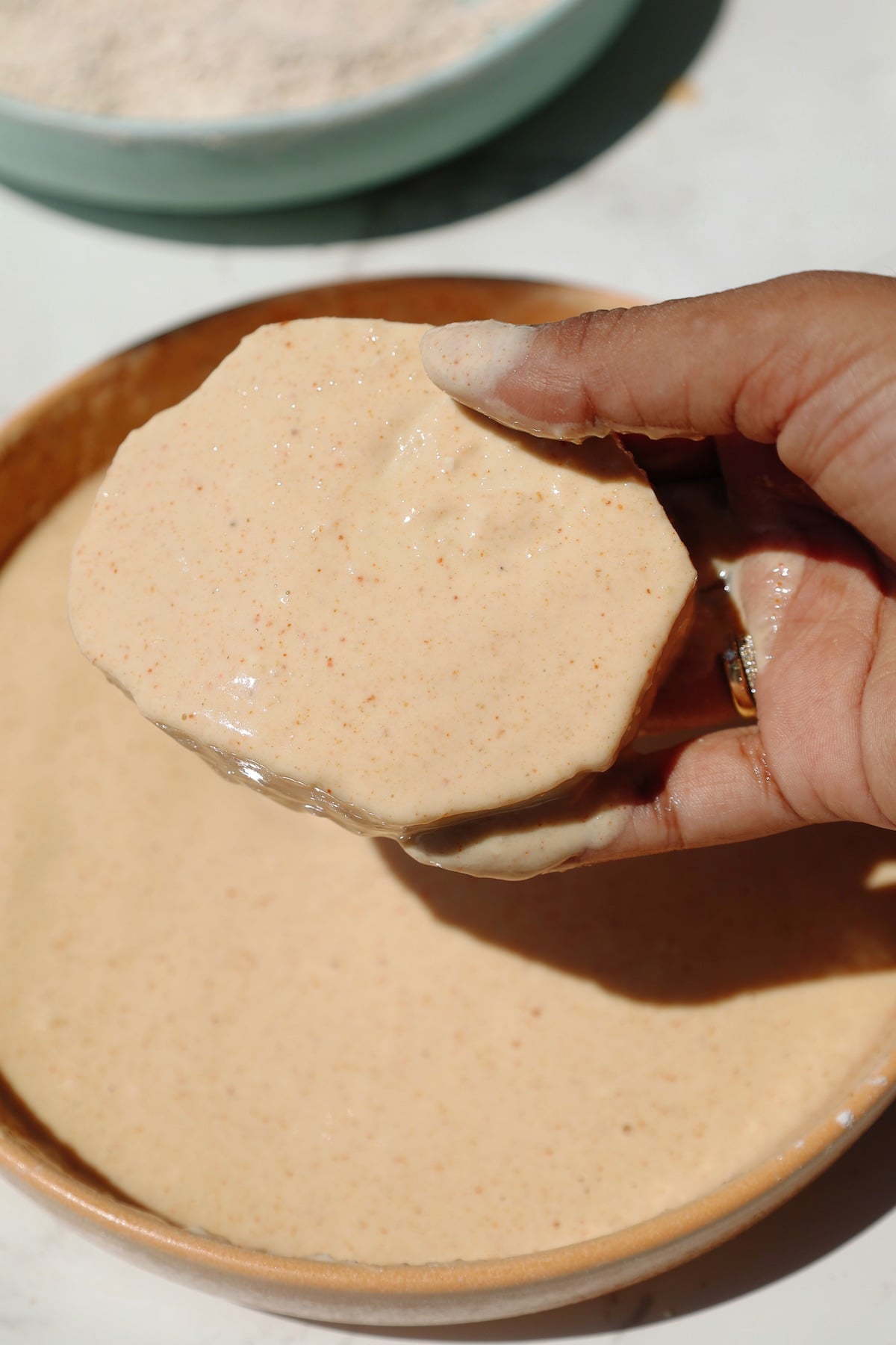 Step three: coat in wet batter.