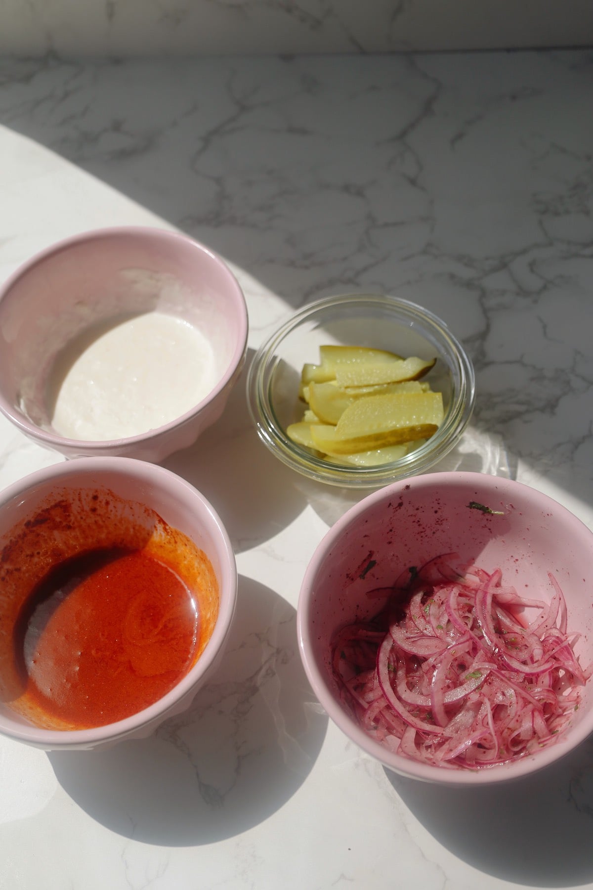 Vegan shawarma ingredients.
