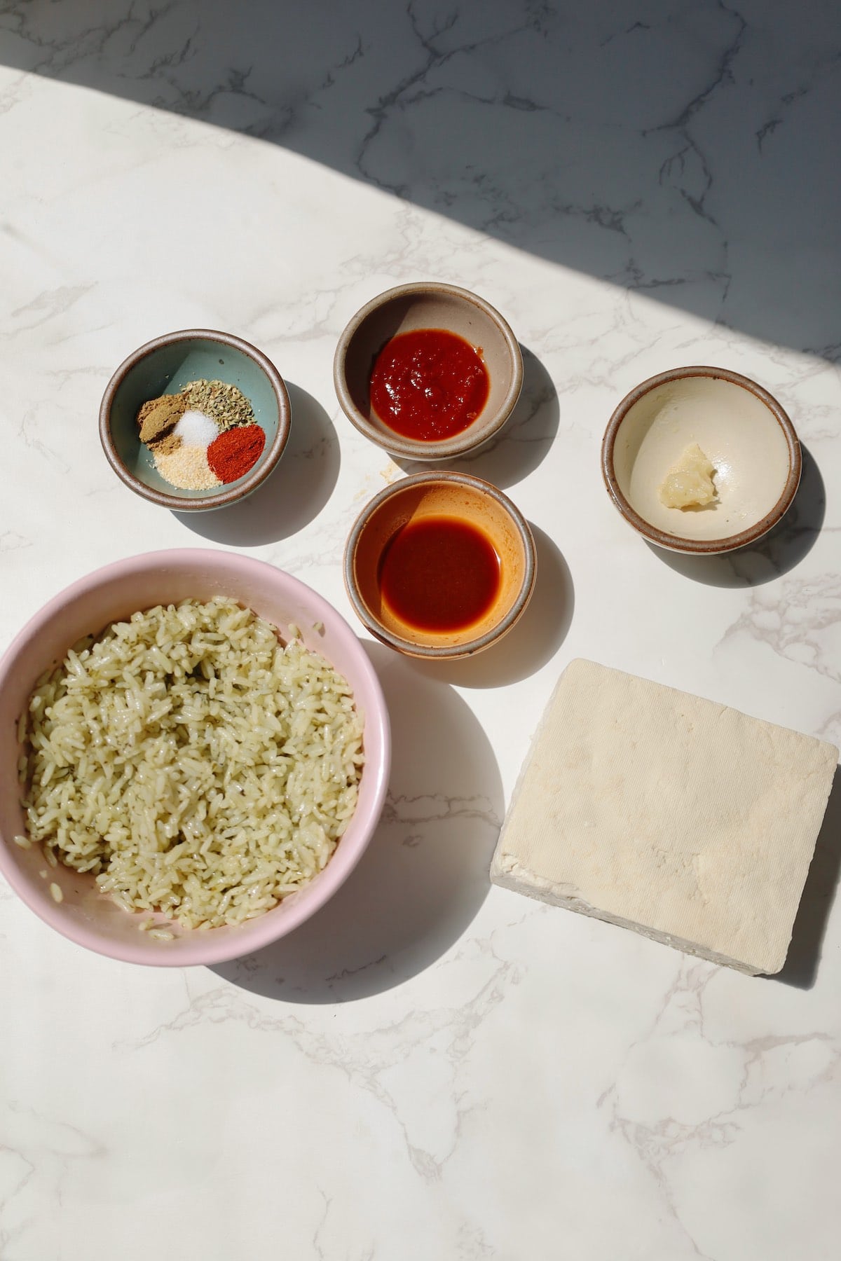 Ingredients for tofu burritos.