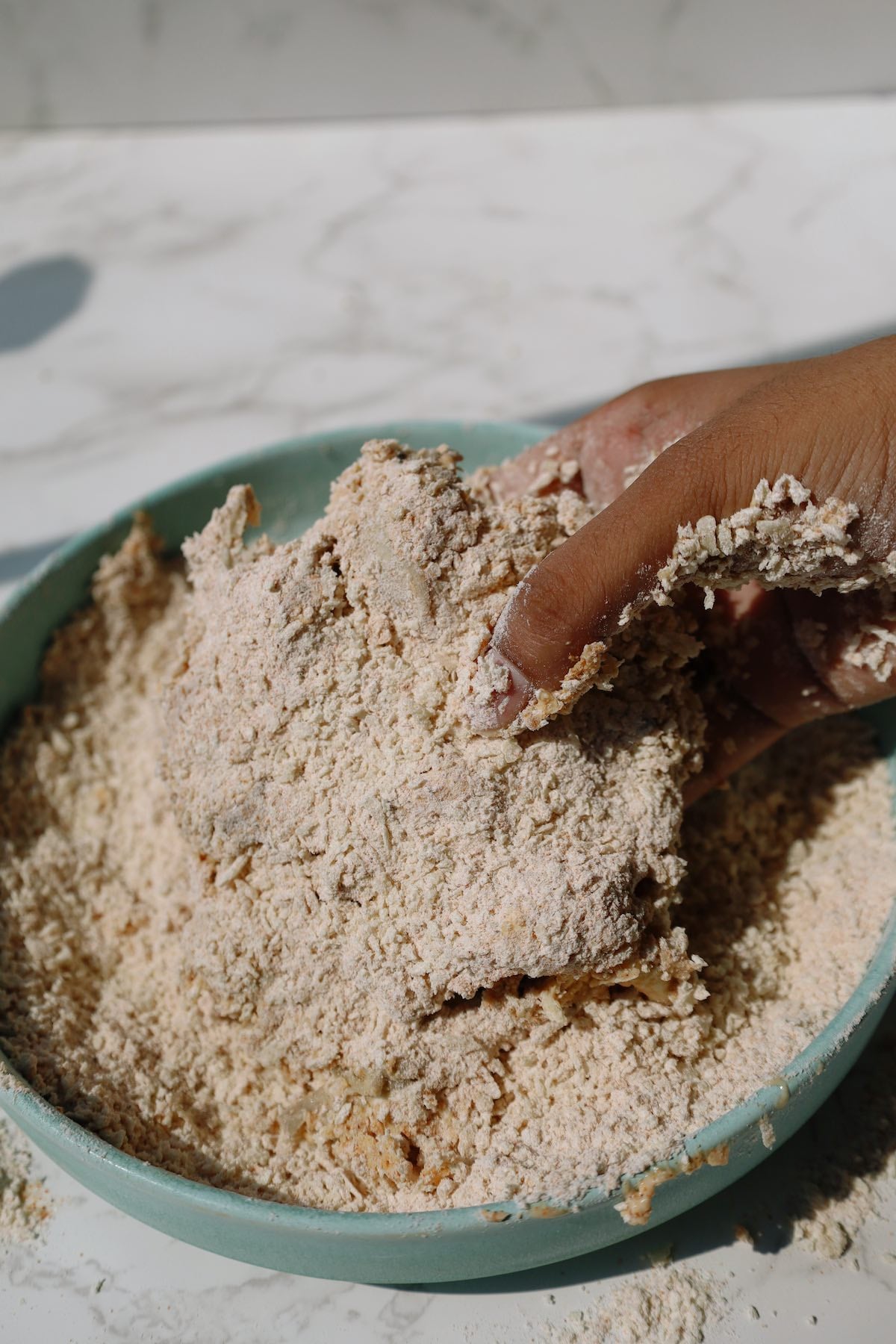 Step two: coat in dry batter.